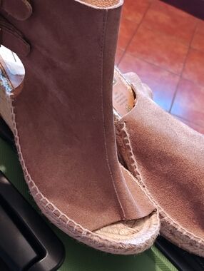 kanna Taupe Suede Espadrille Wedge Sandals